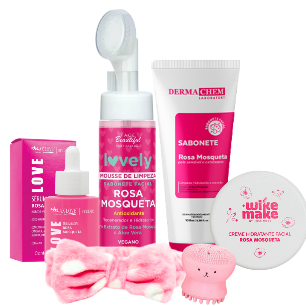 Kit Skin Care Rosa Mosqueta Completo — Sabonete + Hidratante + Sérum Facial