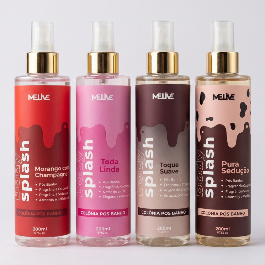 Body Splash Melive Pós Banho Feminino 200ml Doce Floral e Suave