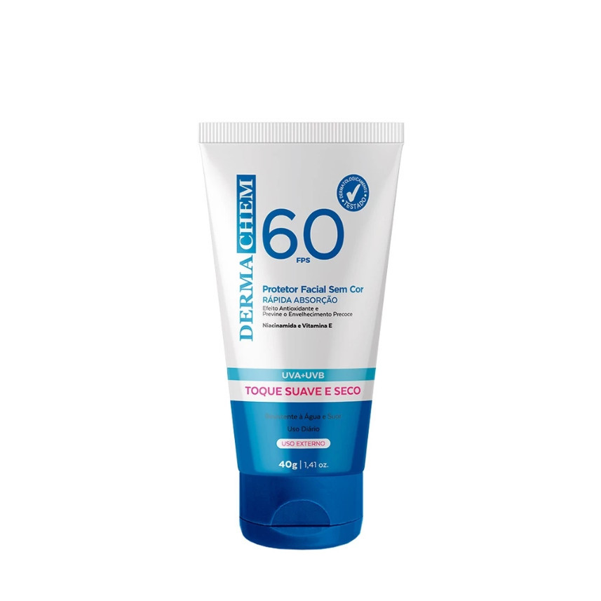 Derma Chem Protetor Facial FPS 60 Incolor 40g